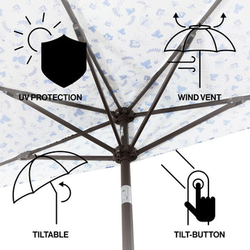 Beverly 9 ft. Designer Classic Scalloped Fringe Half Market Patio Umbrella